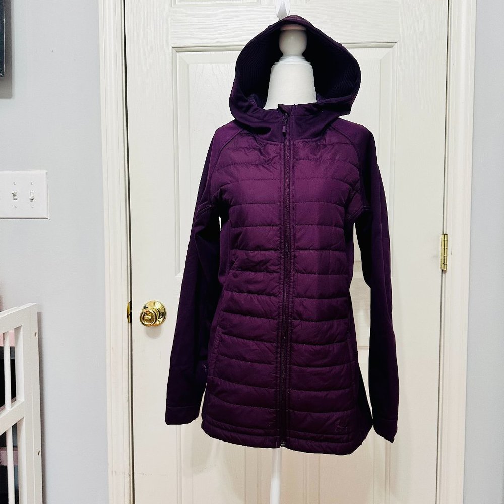 UNDER ARMOUR STORM QUILTED BURGUNDY WINTER JACKET WITH HOODIE